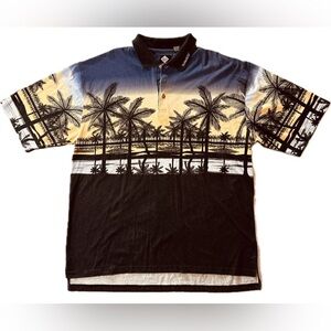 Palm tree sunset button down collar shirt by Tabasco sportswear men XXL like new